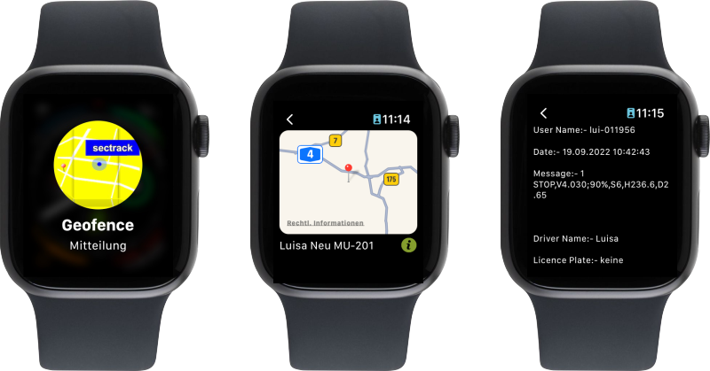 onlinetracking by secdet Alarm auf Apple Watch